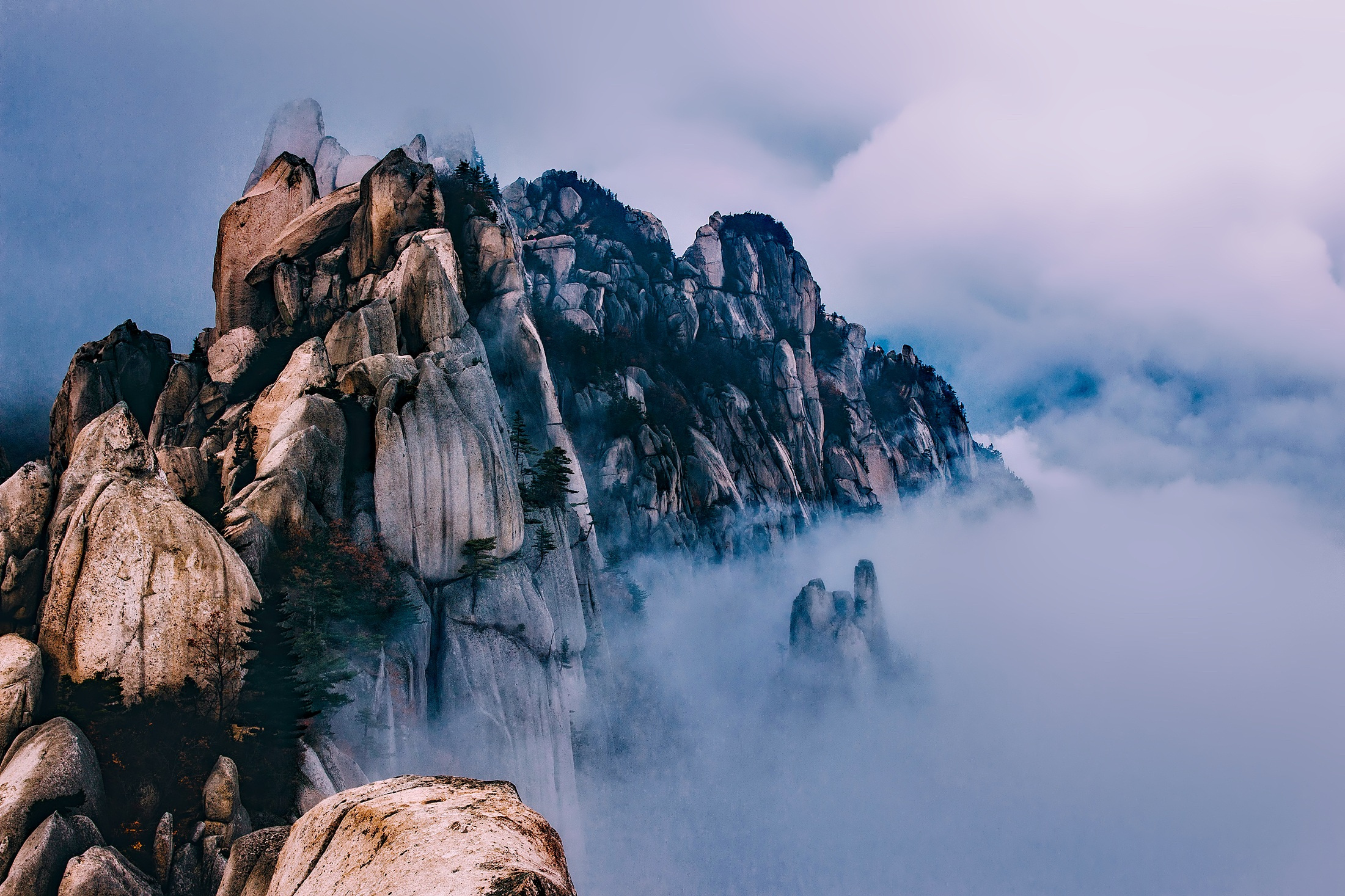 Mountain Peak with Clouds